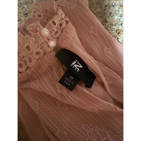 iz Byer M Blush Chiffon Button Neck Tank Top Blouse - Picture 7 of 7